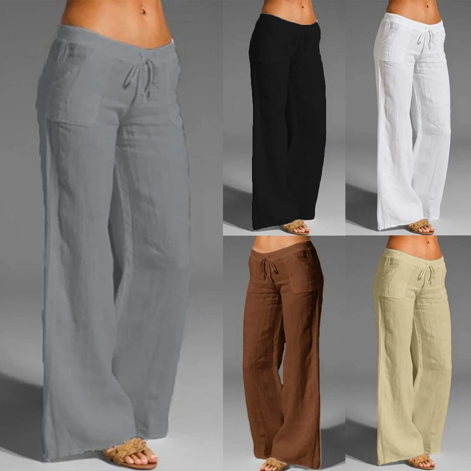 2024Simple Drawstring Summer Straight Trousers