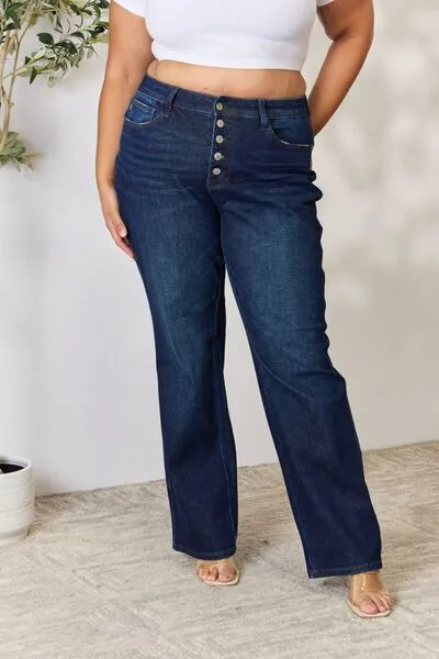 88598 Judy Blue Full Size Button-Fly Straight Jeans