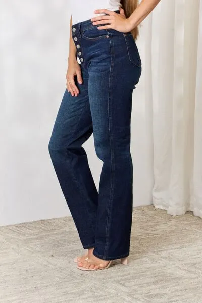 88598 Judy Blue Full Size Button-Fly Straight Jeans