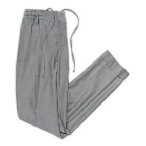 Archer easy active pants drawstring in wool and silk(stone grey melange)