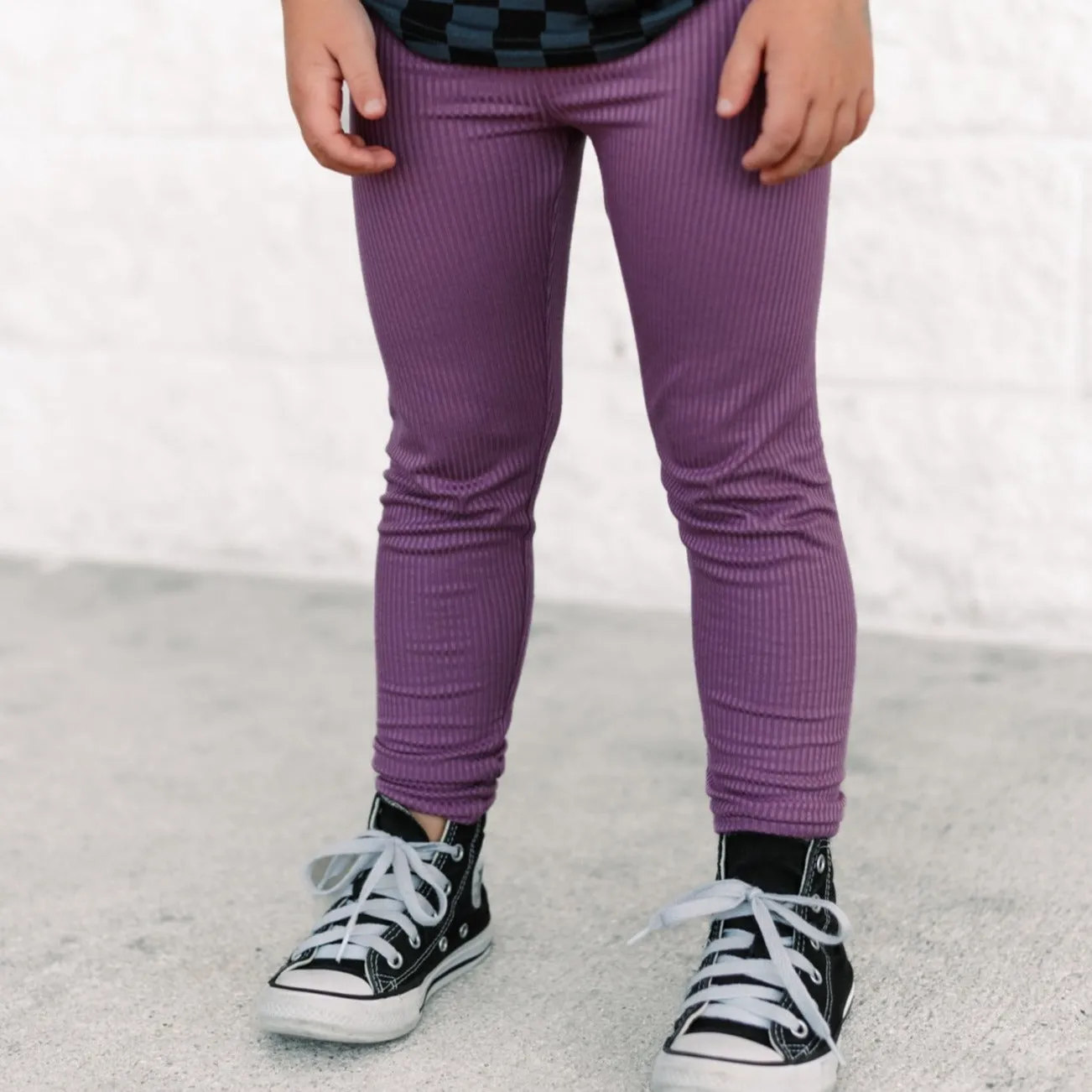 BAMBOO RIB LEGGINGS- Plum