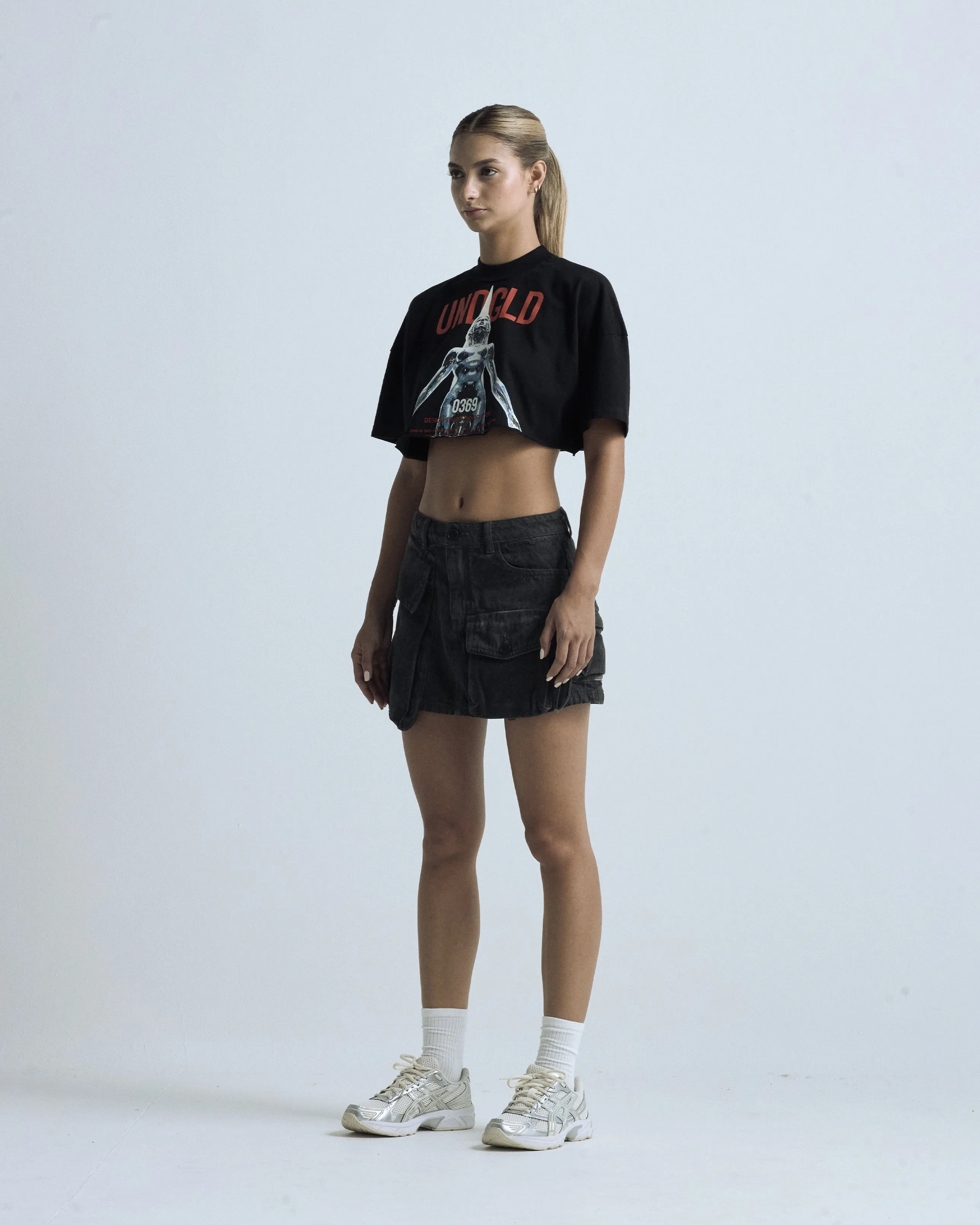 Basics Cargo Skirt Washed Black