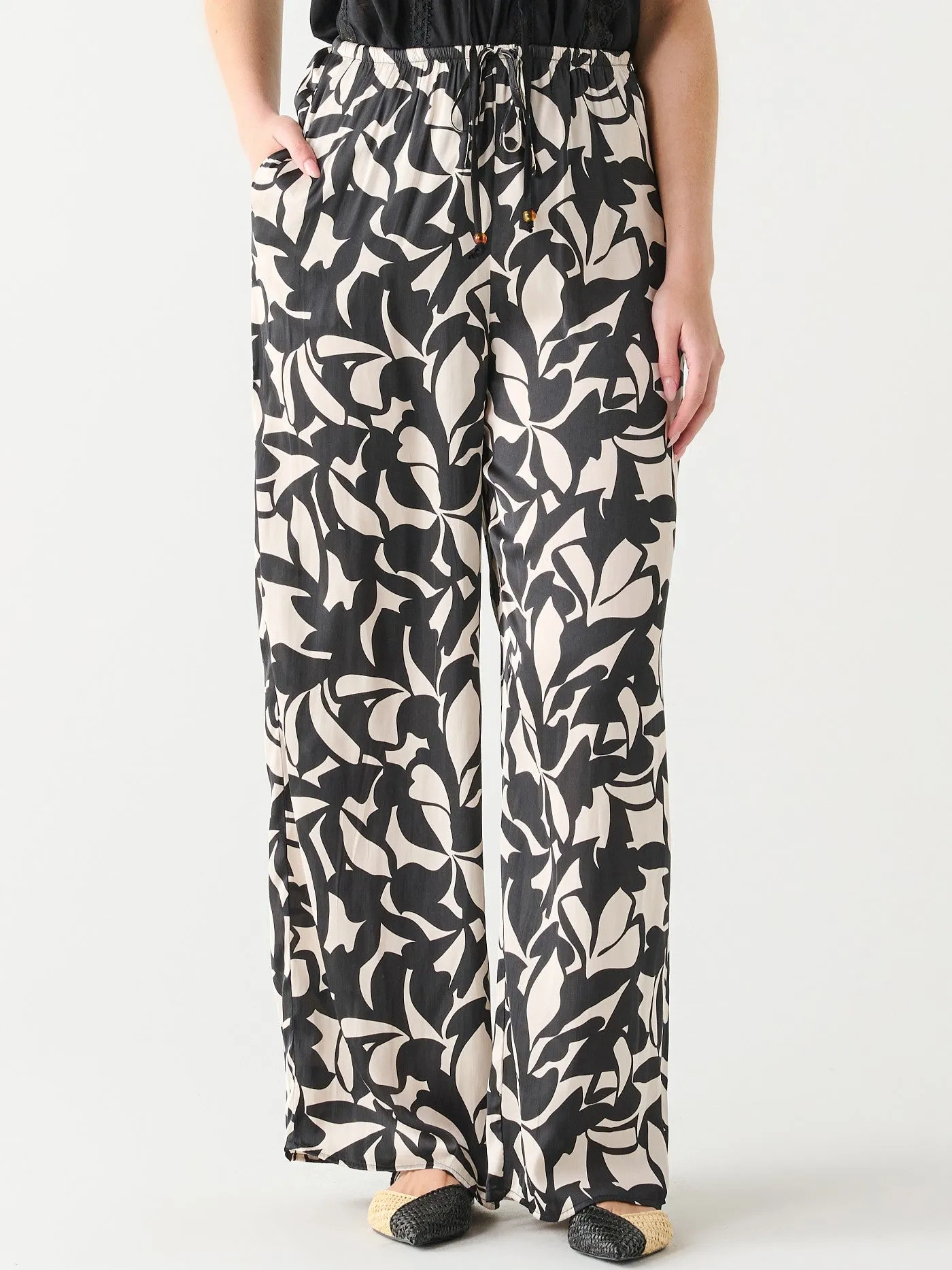 BLACK TAPE Printed Satin Button Up and Wide Leg Pant Set