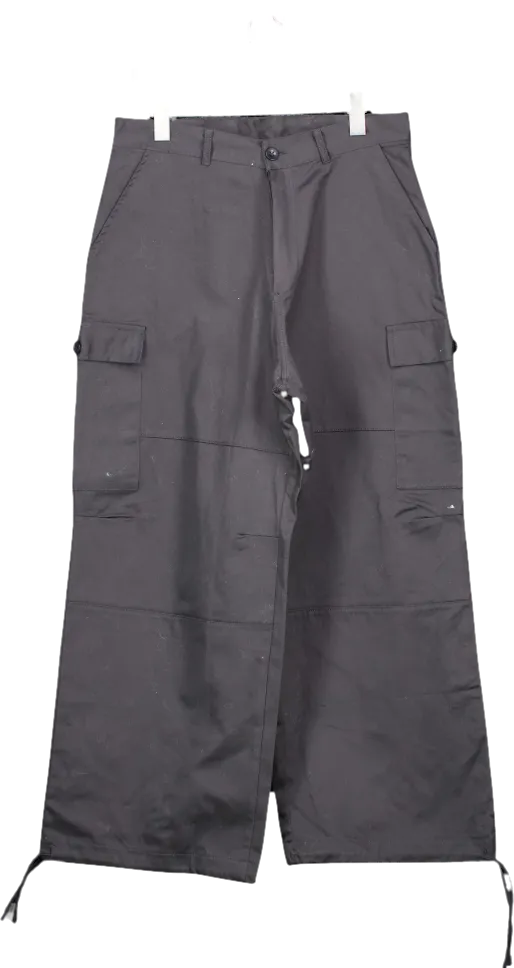 boohooMan Black Fixed Waist Parachute Cargo Trouser  BNWT W30