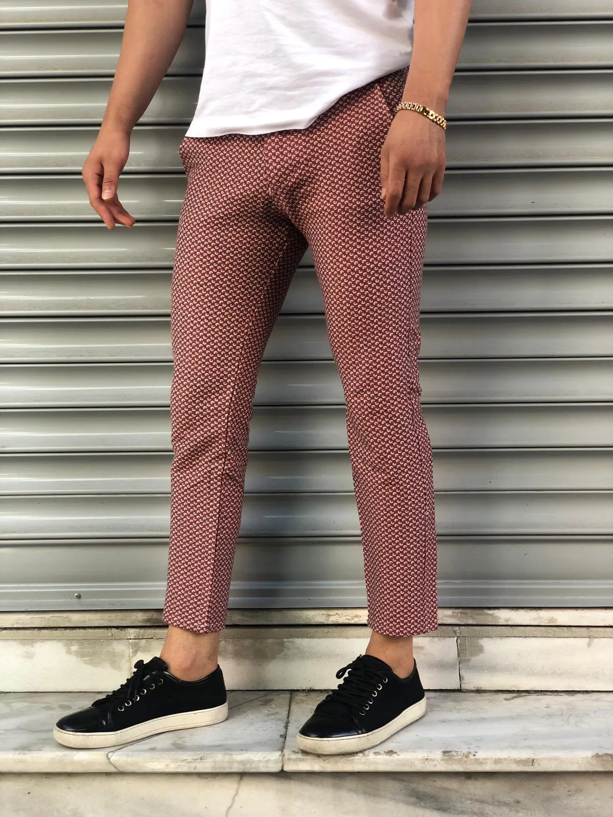 Bordeaux Pattern Slim Fit Casual Pant DJ116 Streetwear Pant