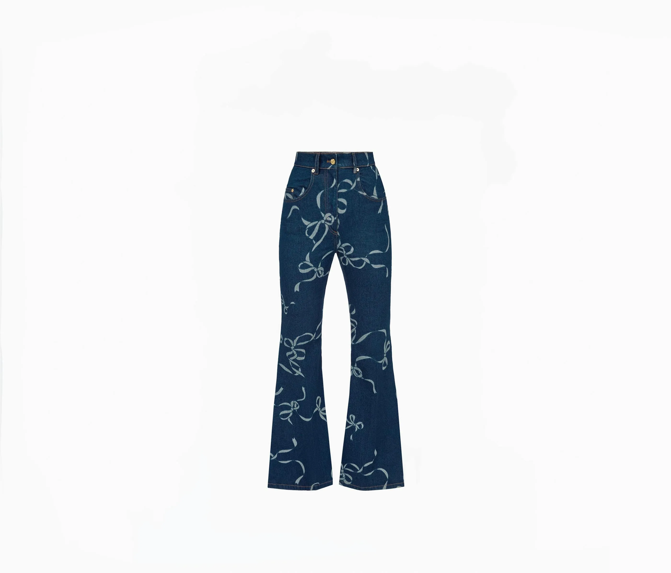 BOW-PRINT EXAGGERATED FLARE JEANS