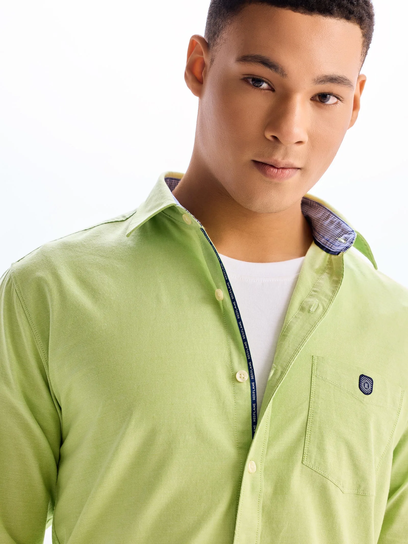 Bright Green Stretch Casual Shirt