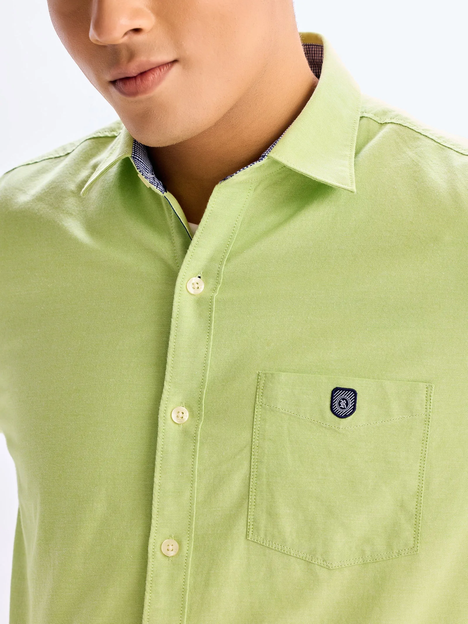 Bright Green Stretch Casual Shirt