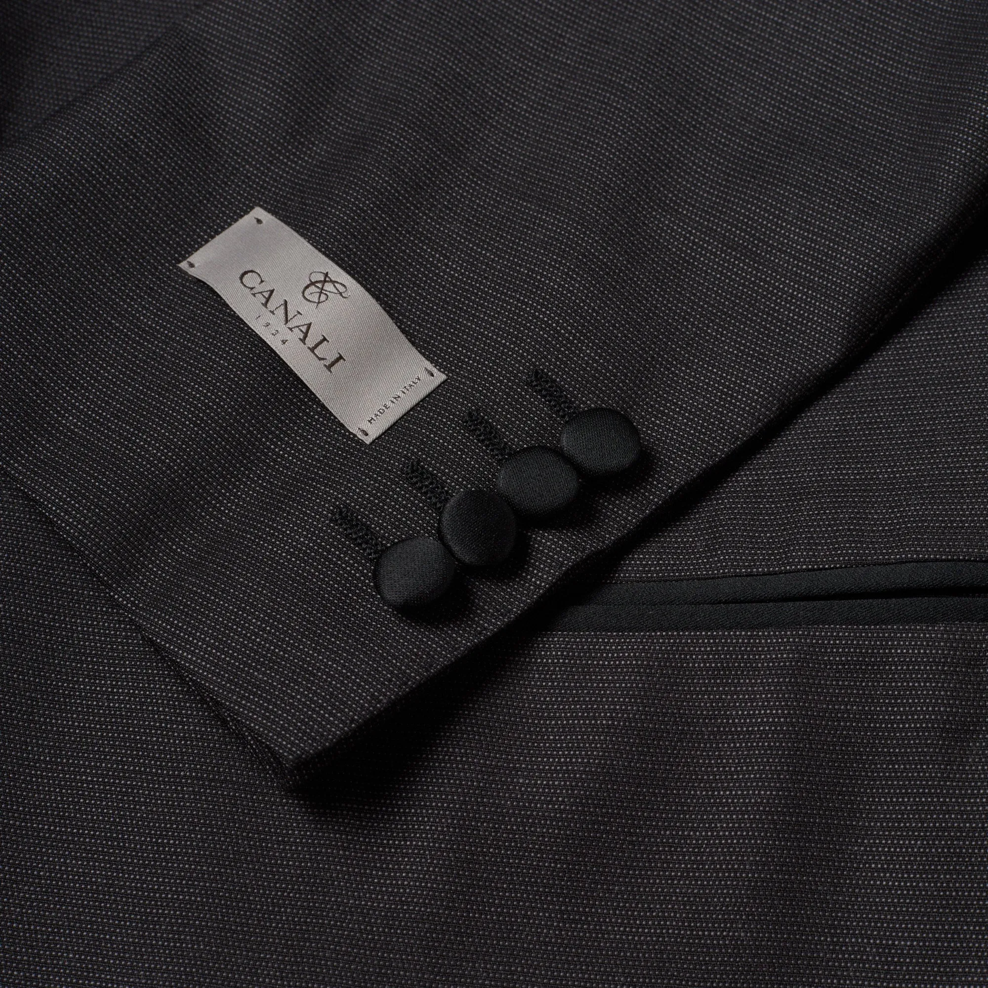 CANALI 1934 Dark Gray Water Resistant Wool 1 Button Peak Lapel Suit EU 50 US 40 Slim Fit