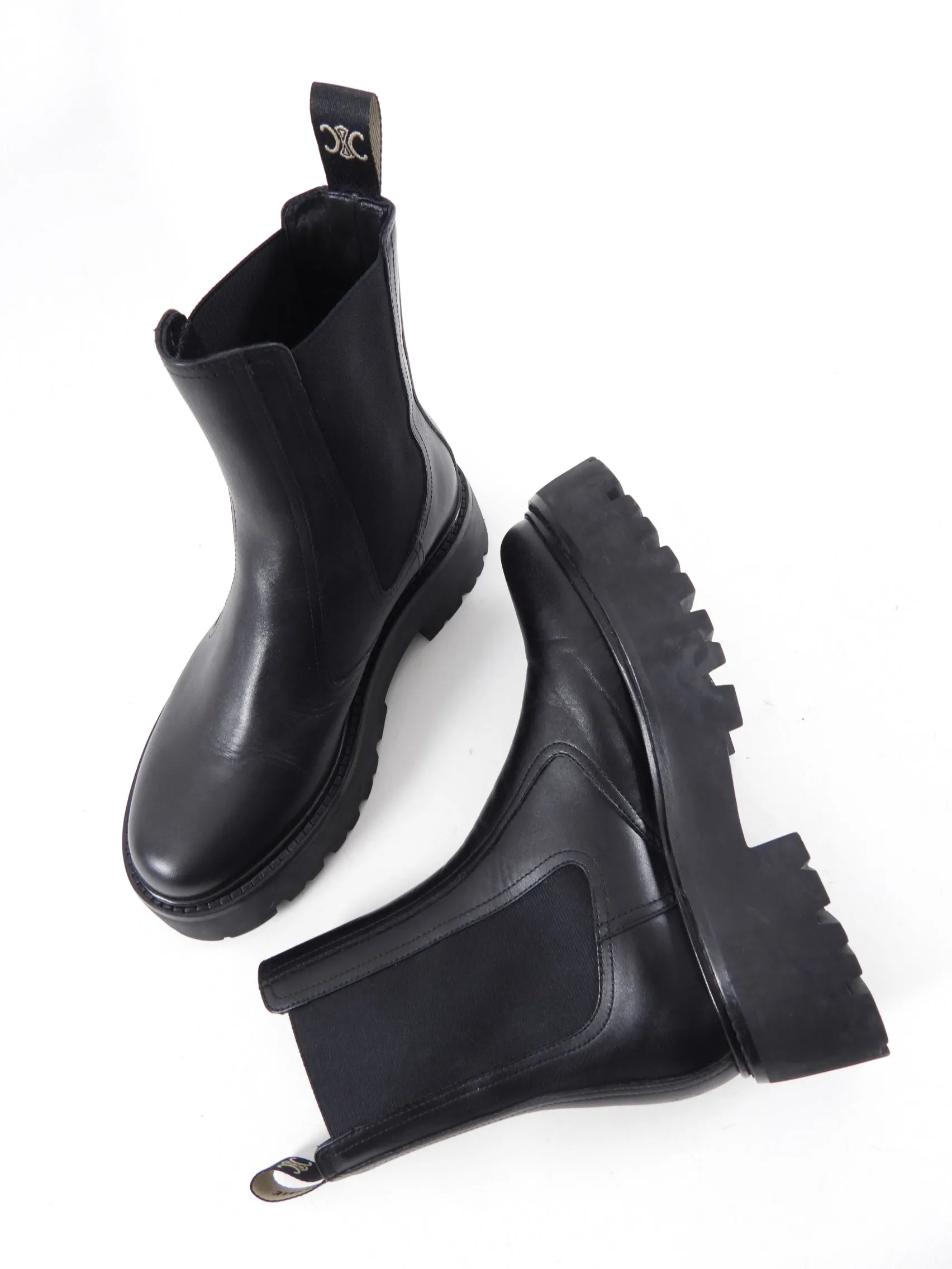 Celine Black Leather Bulky Chelsea Boot - 37