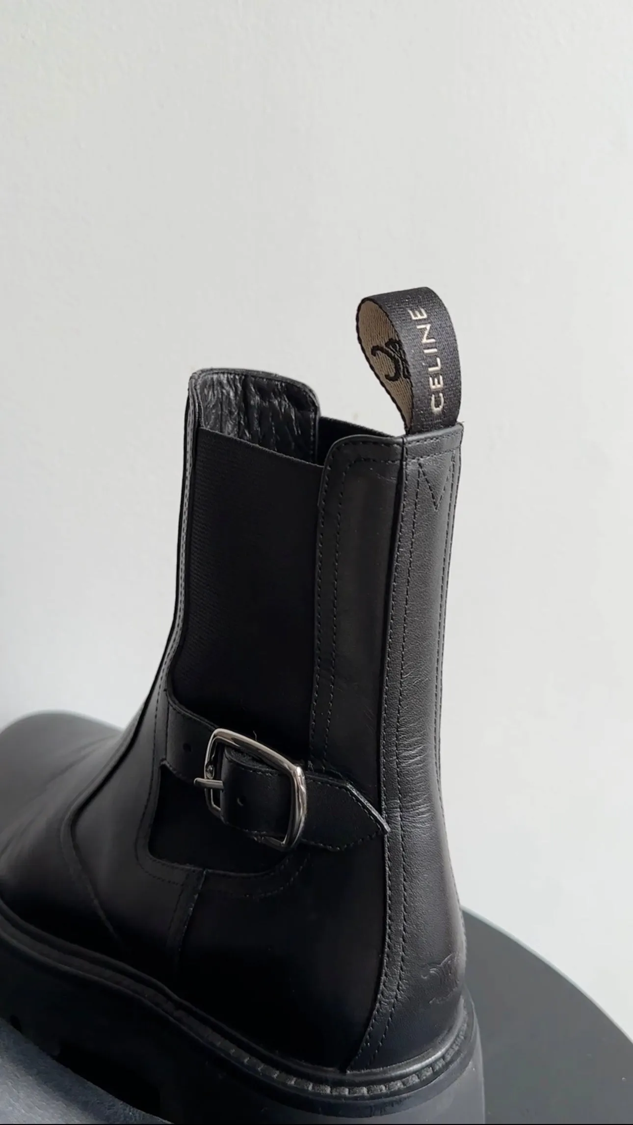 Celine Black Leather Bulky Chelsea Boot - 37