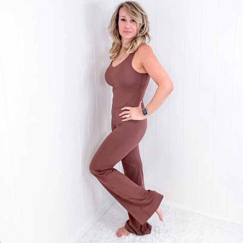 Chic Motion Brushed Microfiber Soft Flared Jumpsuit in 2 Colors