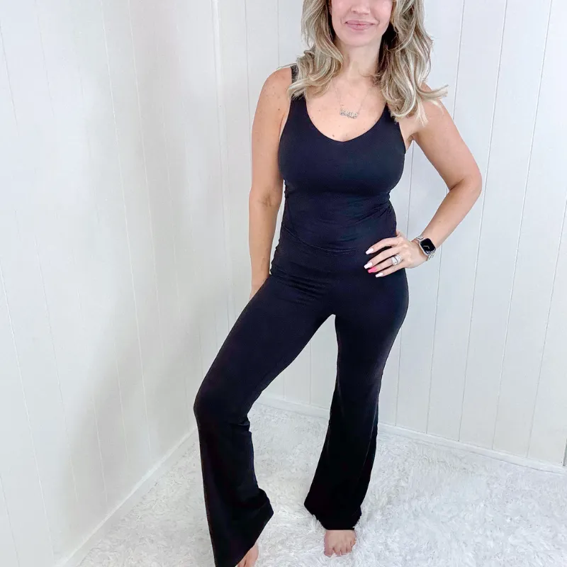 Chic Motion Brushed Microfiber Soft Flared Jumpsuit in 2 Colors