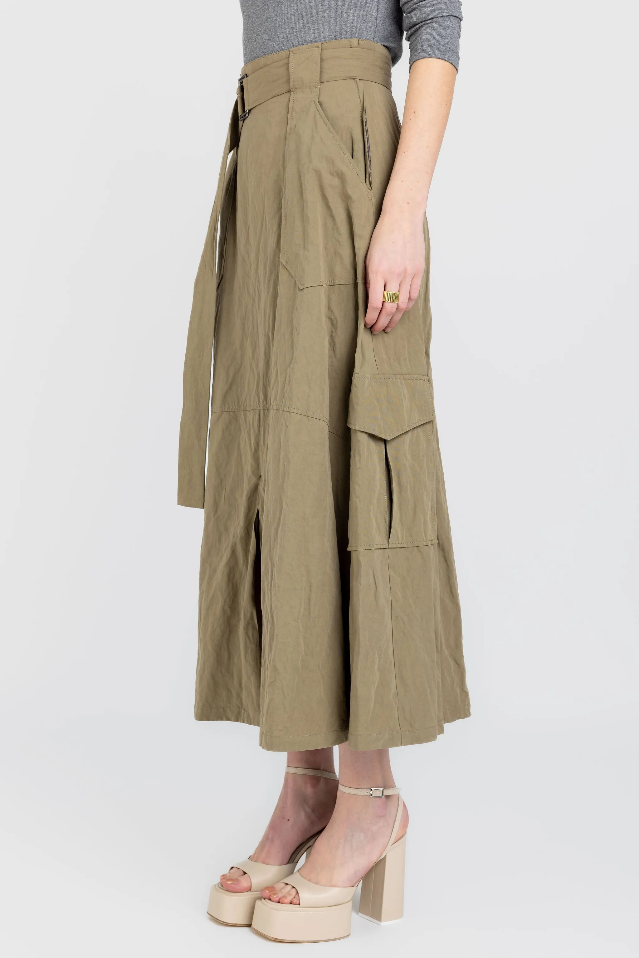 Cotton Cargo Skirt in Fango