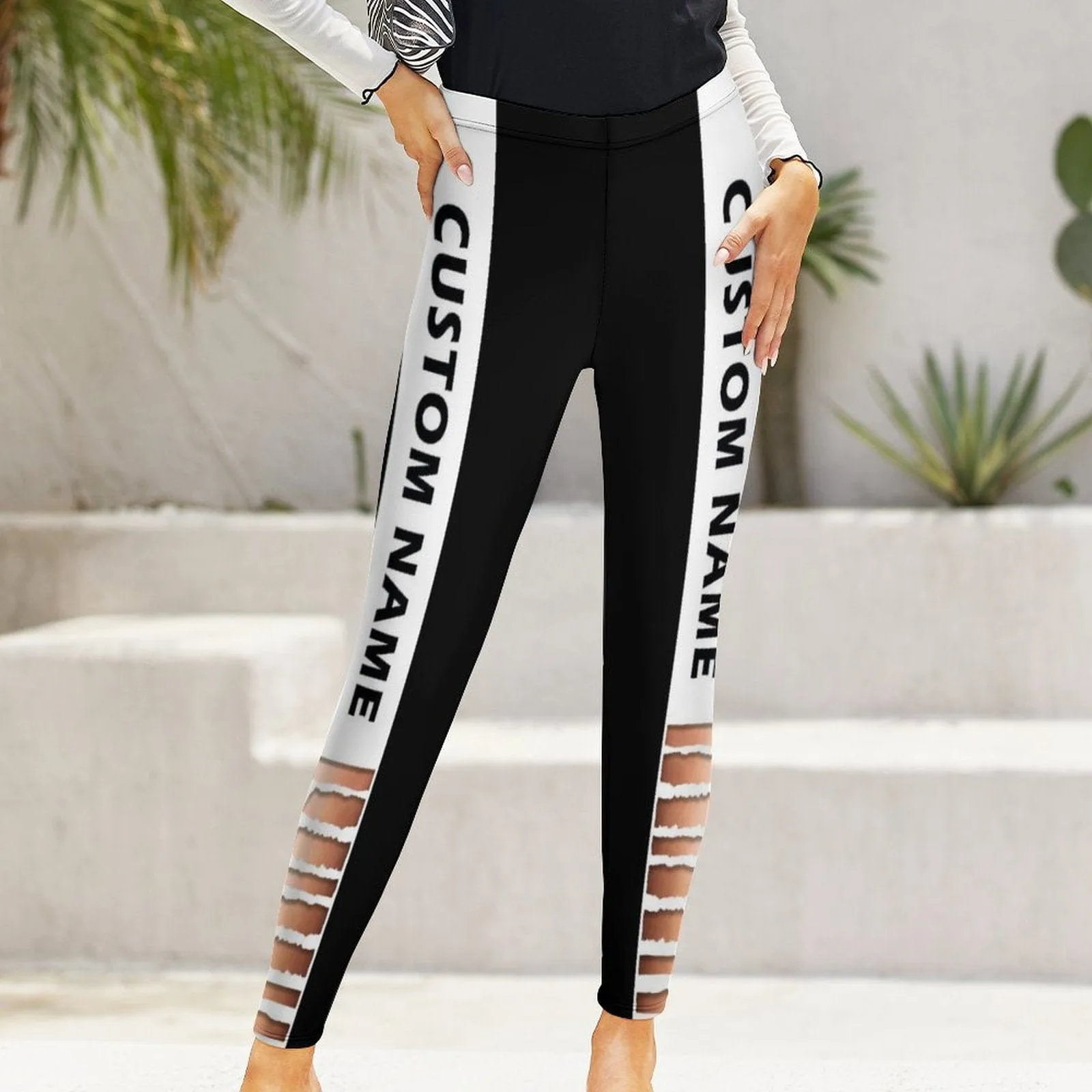 Custom Name Hollow Out Leggings Design Your Own Leggings