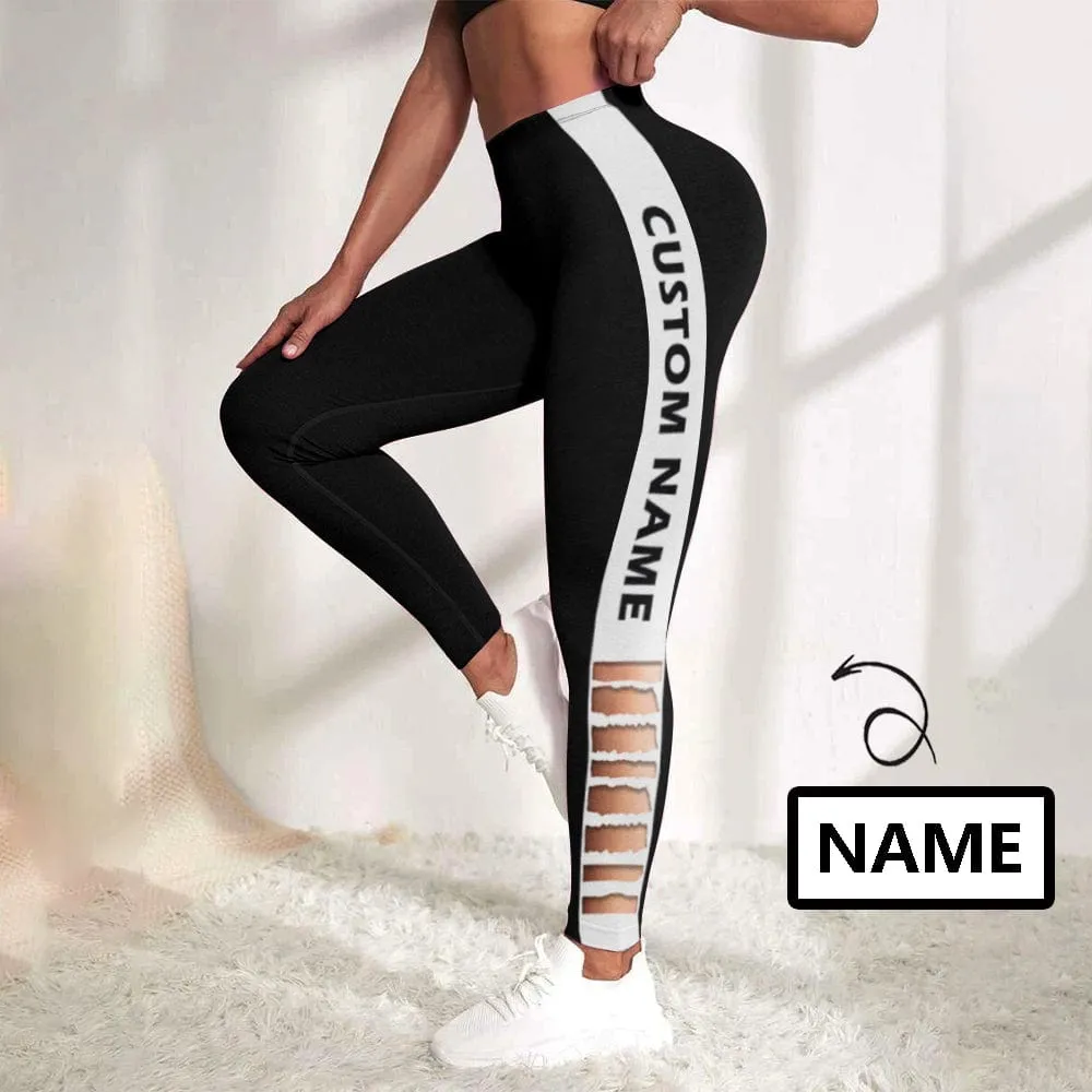 Custom Name Hollow Out Leggings Design Your Own Leggings