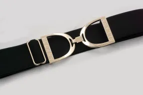 ELLANY - BLACK 1.5" GOLD STIRRUP ELASTIC BELT