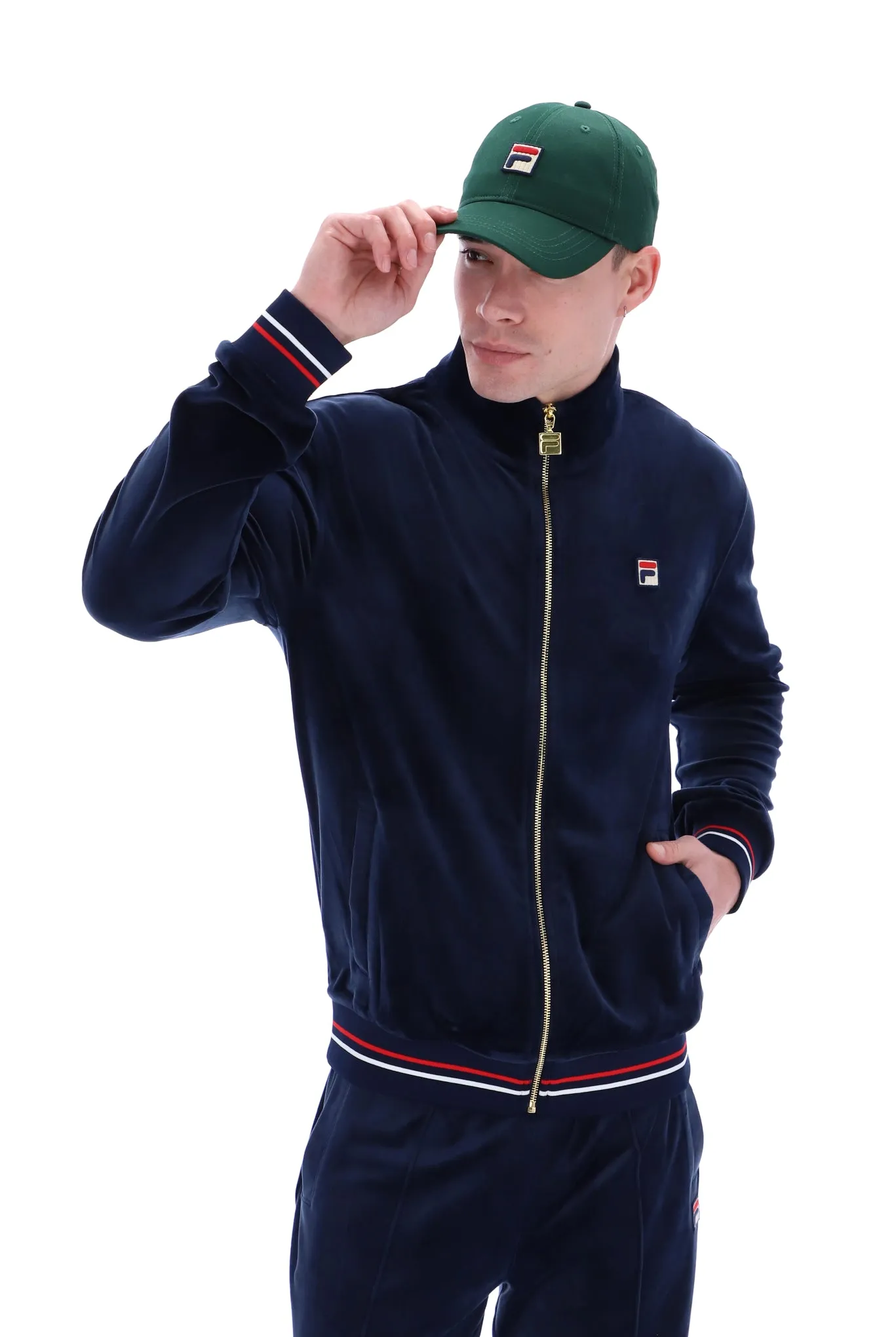 Falken Velour Track Top With Gold Details