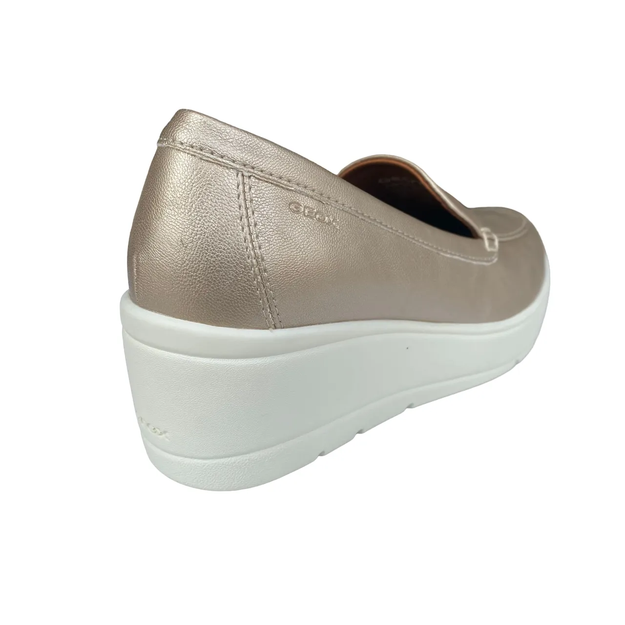 Geox Ilde D36RAB light gold women's wedge moccasin shoe