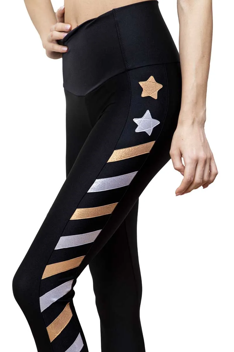 Graffiti Leggings Nero con Bande Mutlicolore