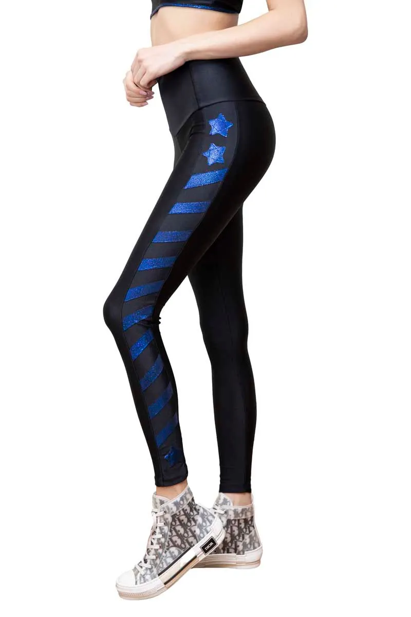 Graffiti Leggings Nero con Bande Mutlicolore