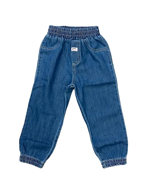 Hangar93 Children's trousers in light denim with elastic at the bottom and waist Z2662B BLU03 blue