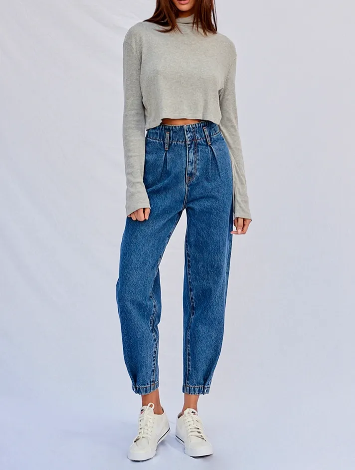 Heather Pleated Balloon Denim