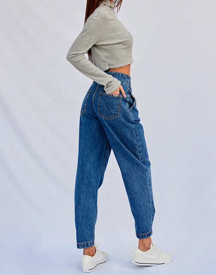 Heather Pleated Balloon Denim