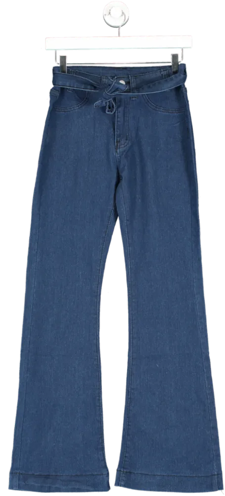 Jessica Jeans Blue Tie Belt Wide Leg Jeans UK S