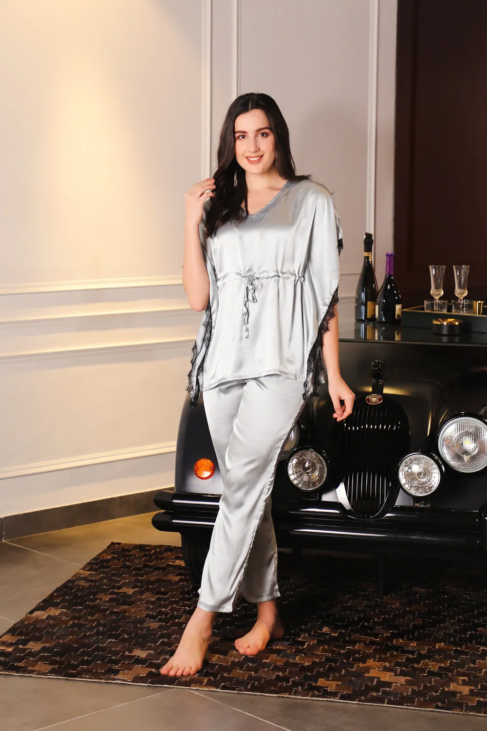 Kaiya satin kaftan night suit