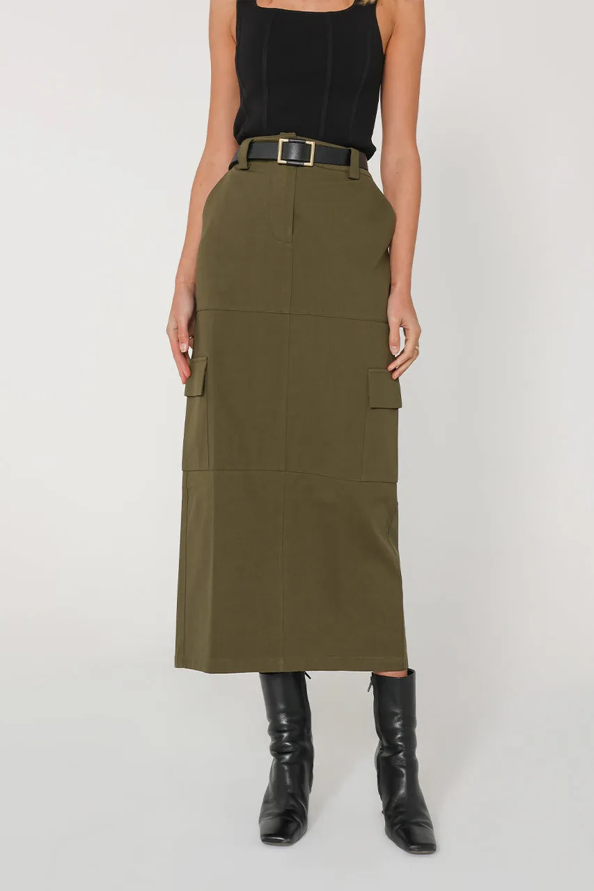 Lisa Cargo Maxi Skirt | Khaki