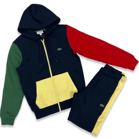 Men’s Color Block Fleece Jogging Set In Navy