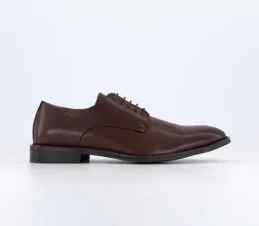 Mens Office Midland 5 Eye Plain Toe Derby Brown Leather Uk Size 7