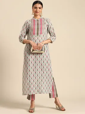 Multicolor Moss Digital Floral Printed Kurta with Pant