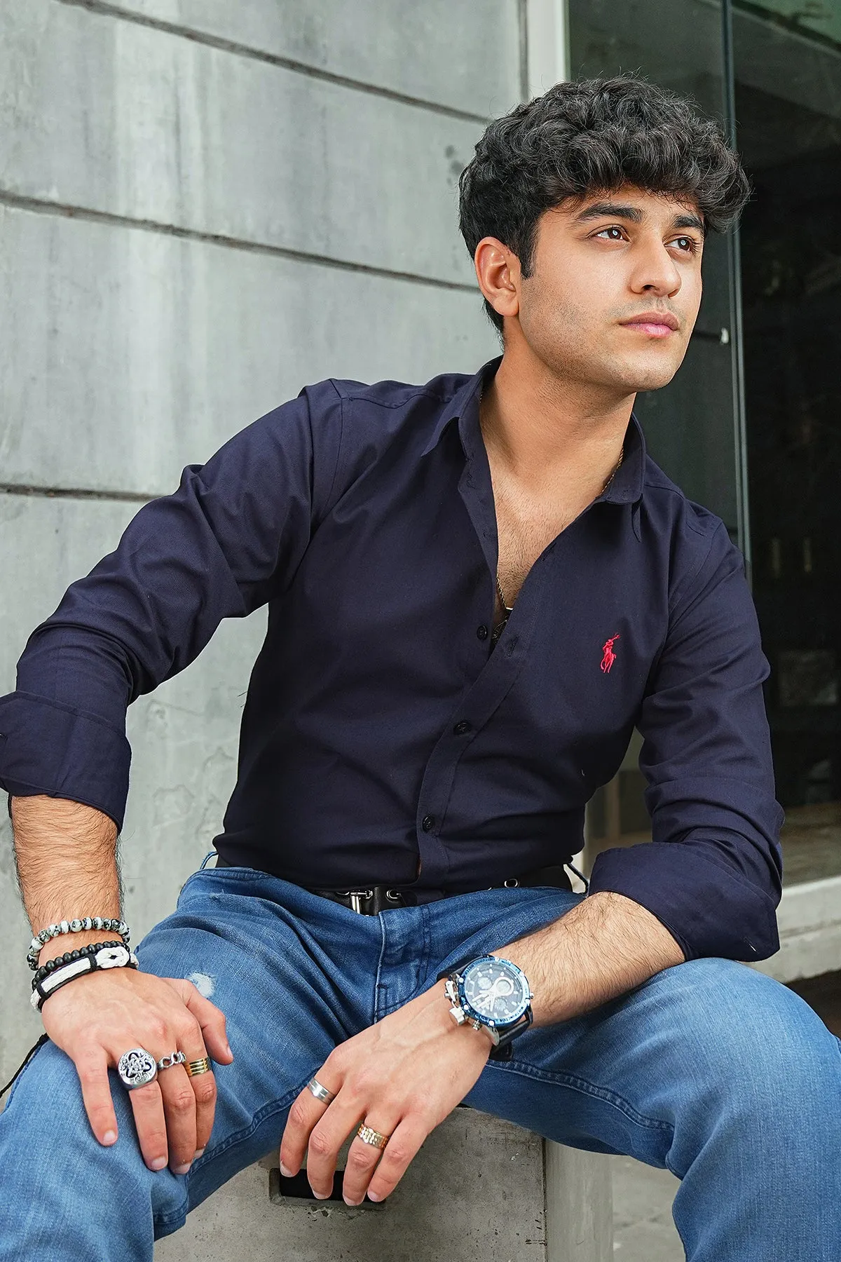 Navy blue Casual Shirt