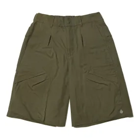 OPEN DIALOGUE DOUBLE PLEATS CARGO SHORTS-OLIVE