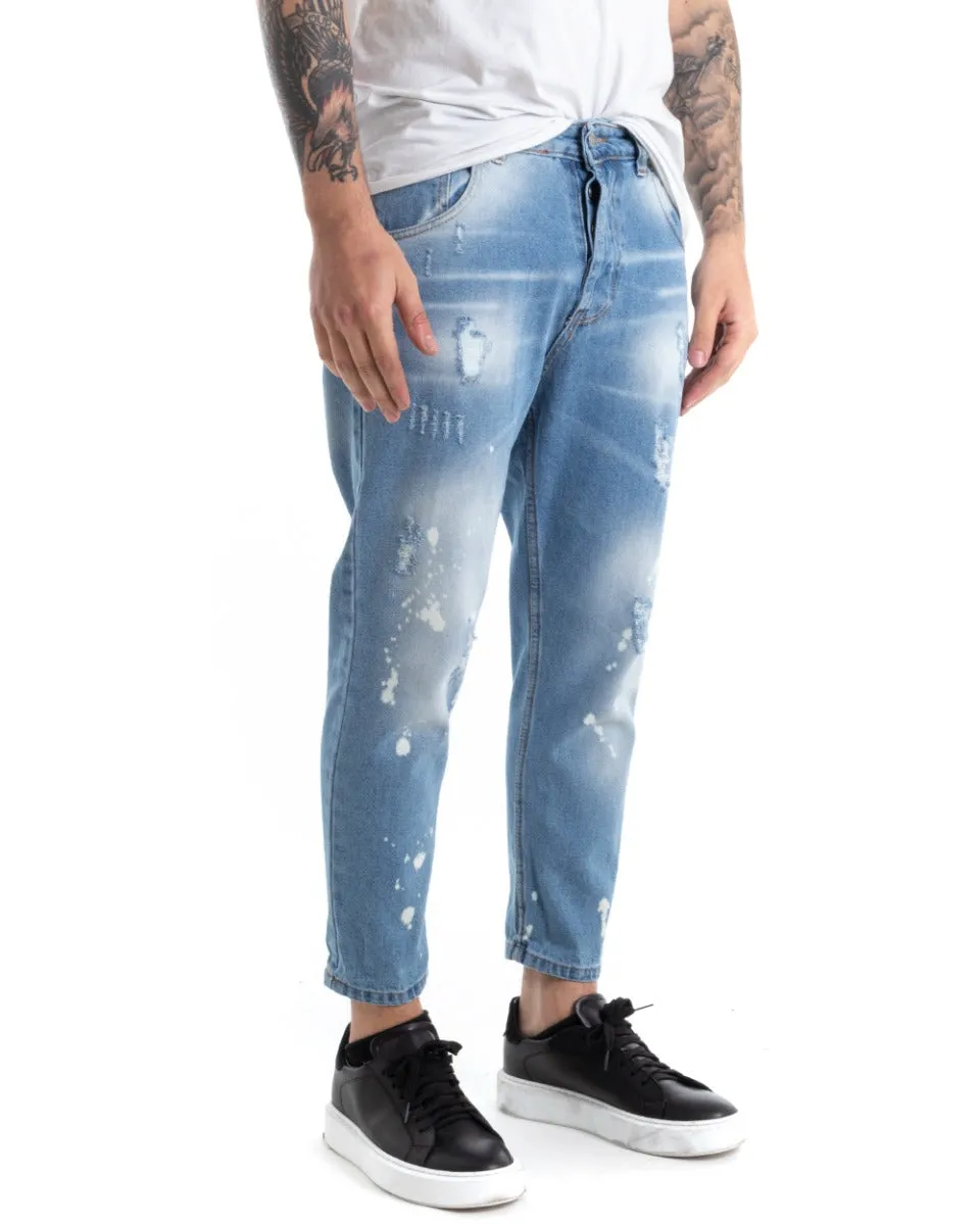 Pantaloni Jeans Uomo Loose Fit Denim Con Rotture Cinque Tasche GIOSAL-P5315A