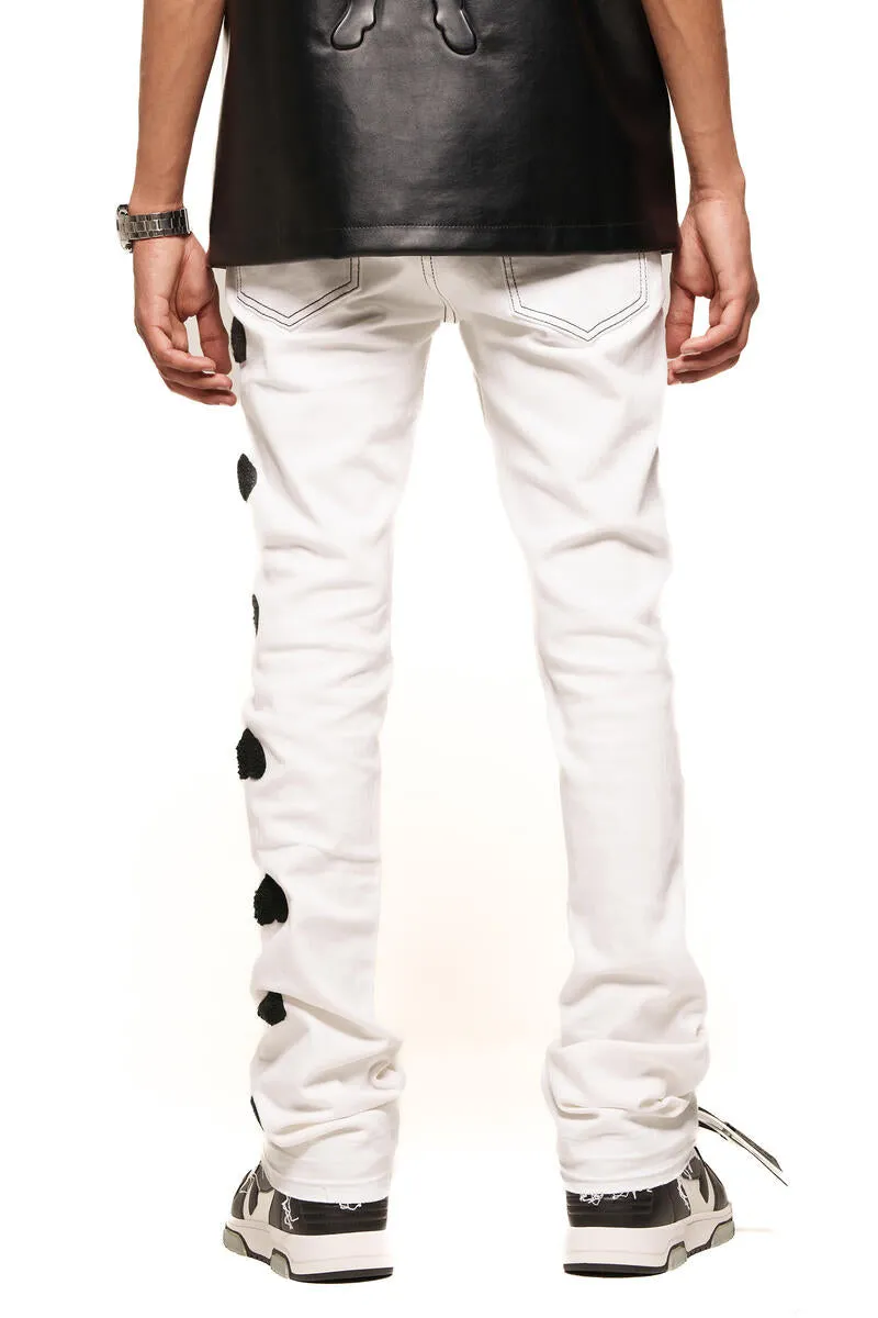 Pheelings HEART BREAK OF SUCCESS FLARE STACK DENIM (WHITE/BLACK)