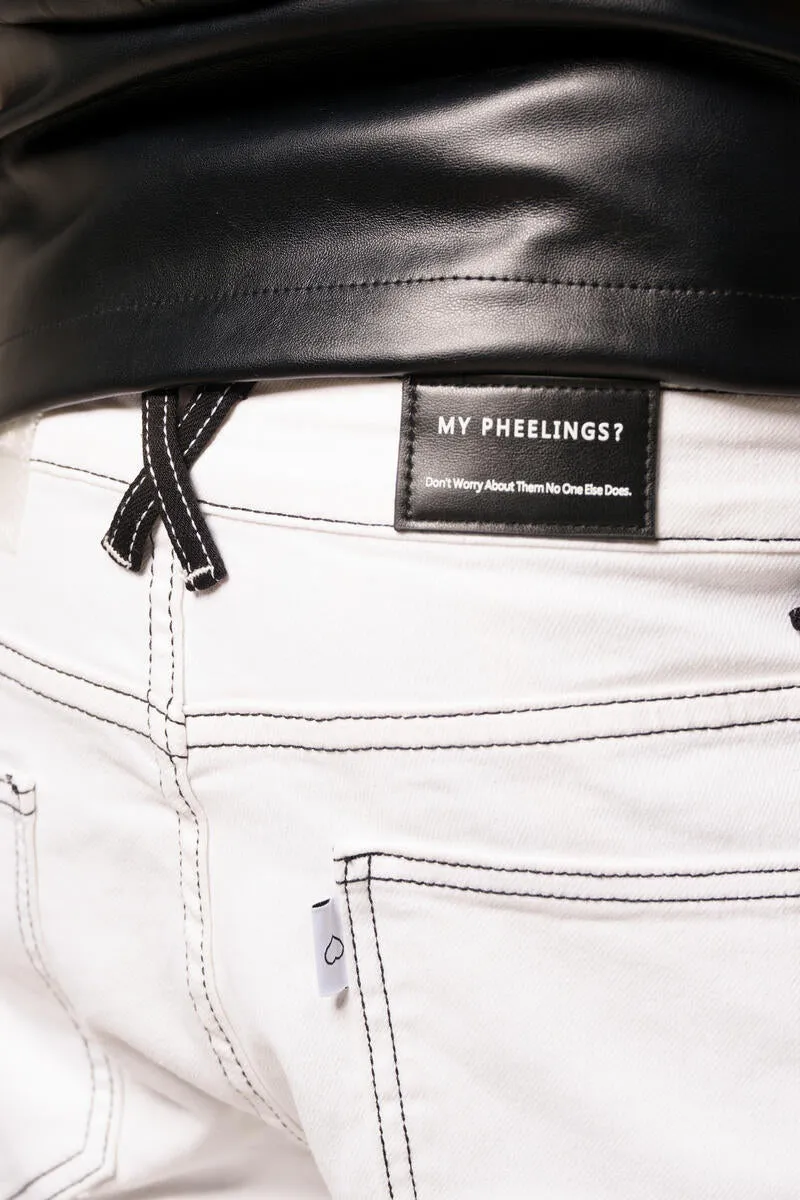 Pheelings HEART BREAK OF SUCCESS FLARE STACK DENIM (WHITE/BLACK)