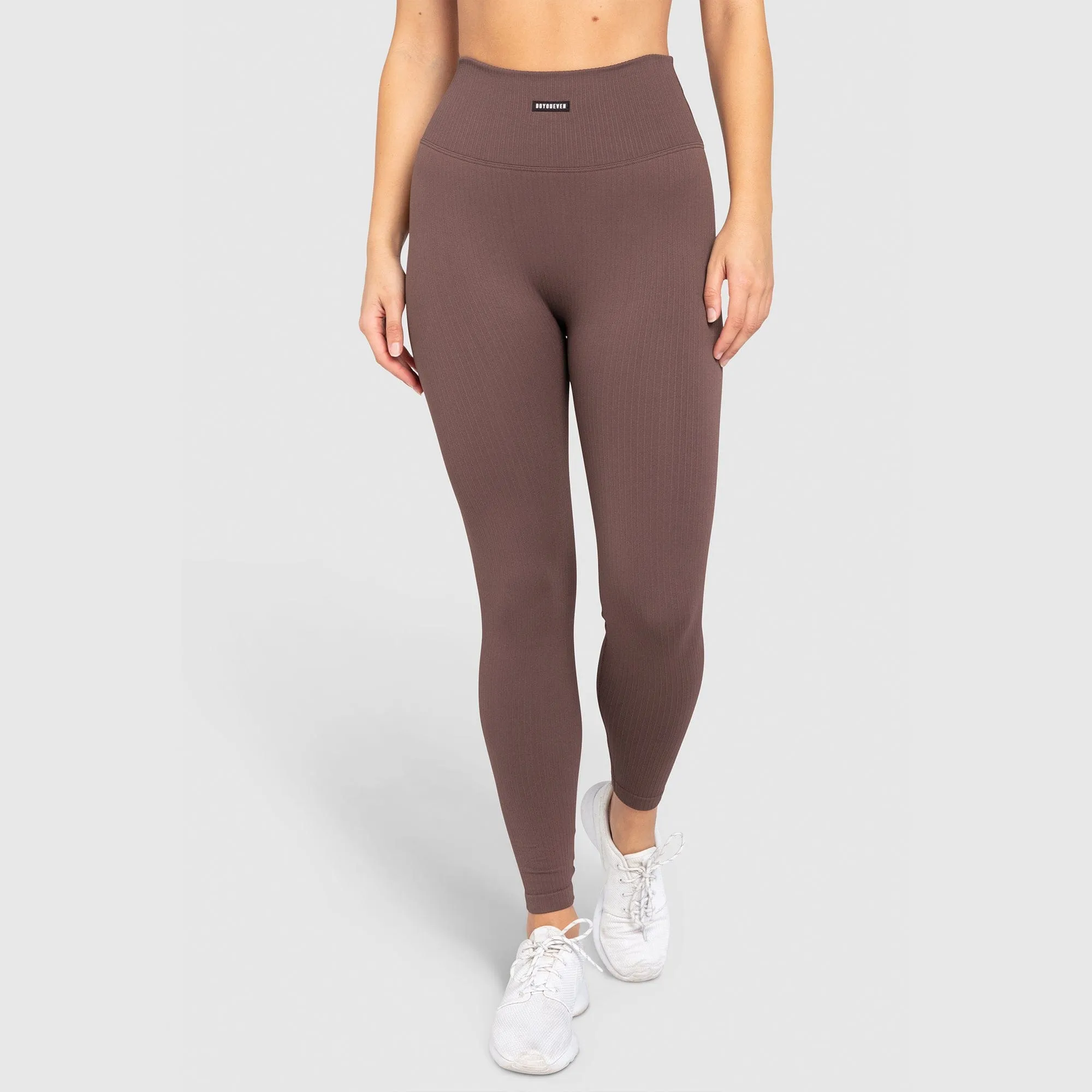 Ribbed Seamless Leggings - Espresso Brown