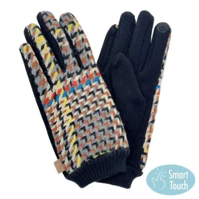 Smart Touch Winter Houndstooth Patterned Smart Gloves