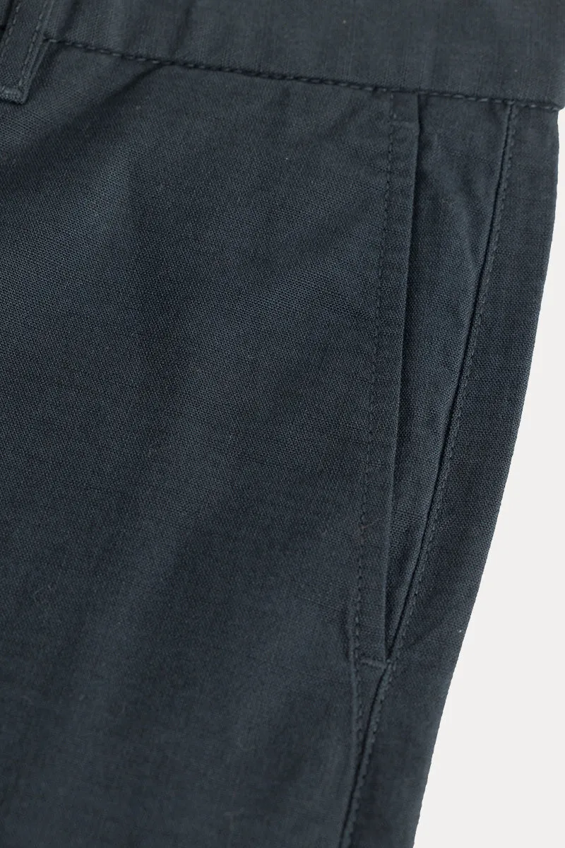 Stygian Navy Linen Pant