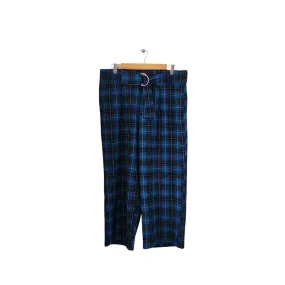 Style & Co Blue & Black Checked Wide-leg Cropped Pants | Brand New |