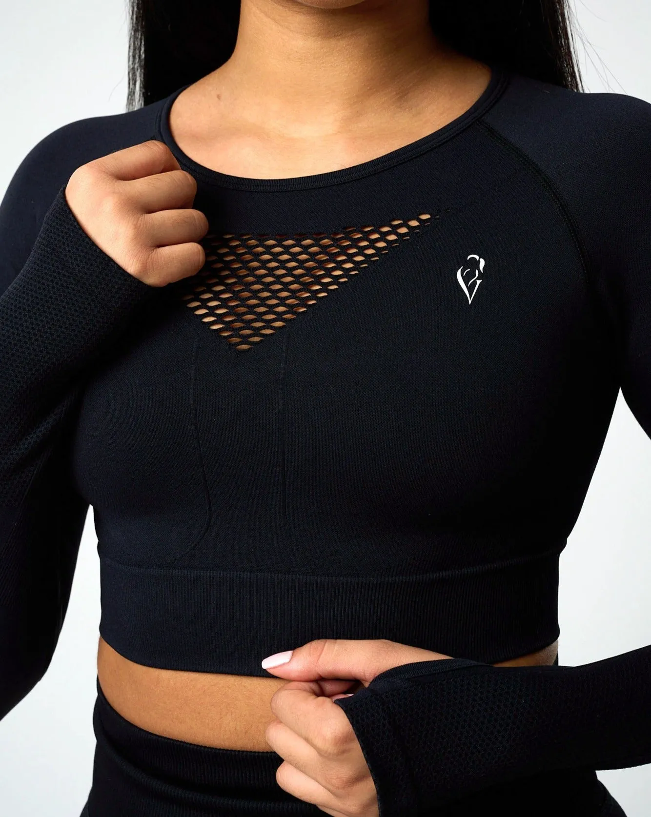 Sujey Long Sleeve Crop Top - Black