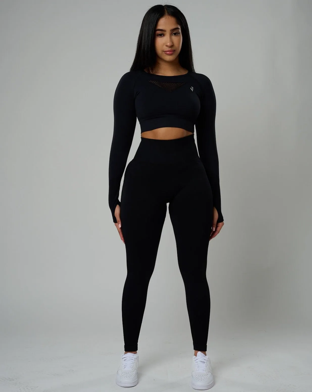 Sujey Long Sleeve Crop Top - Black