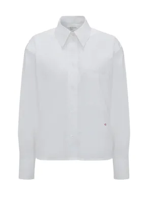 Victoria Beckham Long Sleeve Cropped Cotton Shirt - White