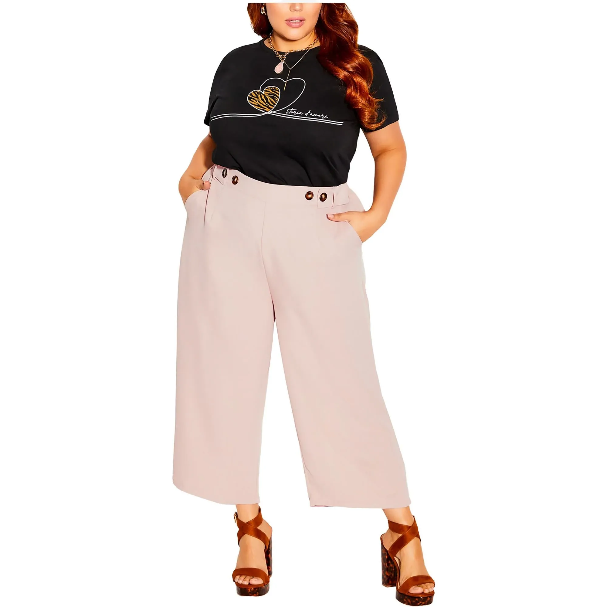 Womens Button Textured Wide Leg Pants