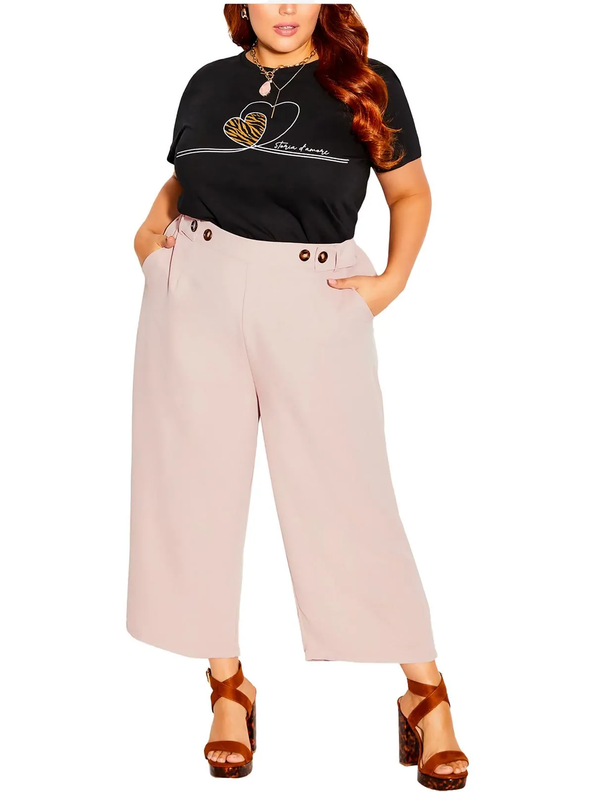 Womens Button Textured Wide Leg Pants